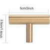 imageDECRAFTS 10PCS Brushed Brass Cabinet Knobs Gold Drawer Dresser Pulls Decorative Solid Kitchen Cupboard Hardware 2 Inch Diameter T Bar