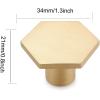 imageDECRAFTS 10PCS Brushed Brass Gold Decorative Cabinet Knobs Solid Pure Copper Kitchen Hardware Cupboard Drawer Dresser Pulls Hexagon