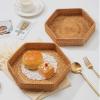 imageDECRAFTS Hexagon Rattan Serving Tray for Coffee Table Woven Decorative Basket Trays for Ottoman Natural 98inch x 2inch87 x 87 x 18