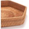 imageDECRAFTS Hexagon Rattan Serving Tray for Coffee Table Woven Decorative Basket Trays for Ottoman Natural 98inch x 2inch98 x 98 x 2