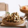 imageDECRAFTS Round Rattan Tray Woven Bread Basket with Handles Small Cracker Tray for Serving Dinner Parties Coffee Table Tea Natural 11 inches Diameter11 inch