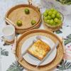 imageDECRAFTS Round Rattan Tray Woven Bread Basket with Handles Small Cracker Tray for Serving Dinner Parties Coffee Table Tea Natural 11 inches Diameter126 inch