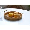 imageDECRAFTS Round Rattan Tray Woven Bread Basket with Handles Small Cracker Tray for Serving Dinner Parties Coffee Table Tea Natural 11 inches Diameter126 inch