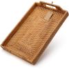 imageHandWoven Rattan Rectangular Serving Tray with Handles for Breakfast Drinks Snack for Coffee Table 145x102x14inches17x114x18inches