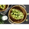 imageRattan Round Fruit Basket for Table Wicker Bread Tray with Handle for Serving Food Crackers Snacks 11inch D x 18inch HNatural