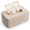 imageRattan Tissue Box Cover Natural Woven Facial Napkin Holder Rectangular 10 x 61 x 41 Inch WhiteWhite