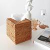 imageRattan Tissue Box Cover Natural Woven Facial Napkin Holder Square Honey Brown 55x55x59 InchNatural