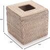 imageRattan Tissue Box Cover Natural Woven Facial Napkin Holder Square Honey Brown 55x55x59 InchWhite