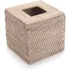 imageRattan Tissue Box Cover Natural Woven Facial Napkin Holder Square Honey Brown 55x55x59 InchWhite
