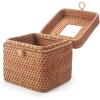 imageRattan Tissue Box Cover Natural Woven Facial Napkin Holder Square with Lid 57 x 57 x 55 Inch NaturalNatural