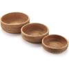 imageRound Rattan Fruit Baskets Woven Storage Bowls Key Holder Stackable for Shelf Kitchen Tabletop Natural Set of 3Round