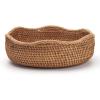 imageRound Rattan Fruit Baskets Woven Storage Bowls Key Holder Stackable for Shelf Kitchen Tabletop Natural Set of 3Wave