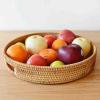 imageRound Rattan Serving Tray Decorative Woven Ottoman Trays with Handles for Coffee Table Natural Small 118 inch x 24 inchNatural