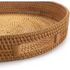 imageRound Rattan Serving Tray Decorative Woven Ottoman Trays with Handles for Coffee Table Natural Small 118 inch x 24 inchNatural