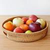 imageRound Rattan Serving Tray Decorative Woven Ottoman Trays with Handles for Coffee Table Natural Small 118 inch x 24 inchNatural