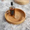 imageRound Rattan Serving Tray Decorative Woven Ottoman Trays with Handles for Coffee Table Natural Small 118 inch x 24 inchNatural