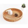 imageRound Rattan Serving Tray Decorative Woven Ottoman Trays with Handles for Coffee Table Natural Small 118 inch x 24 inchNatural