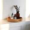 imageRound Rattan Serving Tray Decorative Woven Ottoman Trays with Handles for Coffee Table Natural Small 118 inch x 24 inchNatural