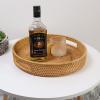 imageRound Rattan Serving Tray Decorative Woven Ottoman Trays with Handles for Coffee Table Natural Small 118 inch x 24 inchNatural