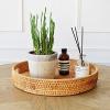 imageRound Rattan Serving Tray Decorative Woven Ottoman Trays with Handles for Coffee Table Natural Small 118 inch x 24 inchNatural