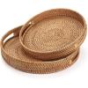 imageRound Rattan Serving Tray Decorative Woven Ottoman Trays with Handles for Coffee Table Natural Small 118 inch x 24 inchNatural