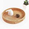 imageRound Rattan Serving Tray Decorative Woven Ottoman Trays with Handles for Coffee Table Natural Small 118 inch x 24 inchNatural