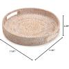 imageRound Rattan Serving Tray Decorative Woven Ottoman Trays with Handles for Coffee Table Natural Small 118 inch x 24 inchWhitewash