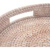 imageRound Rattan Serving Tray Decorative Woven Ottoman Trays with Handles for Coffee Table Natural Small 118 inch x 24 inchWhitewash