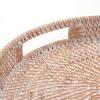 imageRound Rattan Serving Tray Decorative Woven Ottoman Trays with Handles for Coffee Table Natural Small 118 inch x 24 inchWhitewash