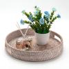 imageRound Rattan Serving Tray Decorative Woven Ottoman Trays with Handles for Coffee Table Natural Small 118 inch x 24 inchWhitewash
