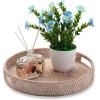 imageRound Rattan Serving Tray Decorative Woven Ottoman Trays with Handles for Coffee Table Natural Small 118 inch x 24 inchWhitewash