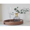 imageRound Rattan Woven Serving Tray with Handles Ottoman Tray for Breakfast Drinks Snacks for Coffee Table Home Decorative Honey Brown 138quotx2quotHoney Brown