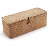 imageSeagrass Storage Basket with Lid Rectangular Small Woven Shelf Baskets with Sections for Organize Snack Toys WhitewashNatural 3 Sections