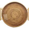 imageDECRAFTS Round Rattan Tray Woven Bread Basket with Handles Small Cracker Tray for Serving Dinner Parties Coffee Table Tea Natural 11 inches Diameter126 inch