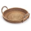 imageRattan Round Fruit Basket for Table Wicker Bread Tray with Handle for Serving Food Crackers Snacks 11inch D x 18inch HNatural
