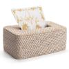 imageRattan Tissue Box Cover Natural Woven Facial Napkin Holder Rectangular 10 x 61 x 41 Inch WhiteWhite