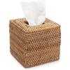 imageRattan Tissue Box Cover Natural Woven Facial Napkin Holder Square Honey Brown 55x55x59 InchNatural