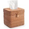 imageRattan Tissue Box Cover Natural Woven Facial Napkin Holder Square with Lid 57 x 57 x 55 Inch NaturalNatural