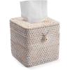 imageRattan Tissue Box Cover Natural Woven Facial Napkin Holder Square with Lid 57 x 57 x 55 Inch NaturalWhite