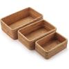 imageRound Rattan Fruit Baskets Woven Storage Bowls Key Holder Stackable for Shelf Kitchen Tabletop Natural Set of 3Rectangular