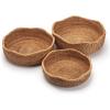 imageRound Rattan Fruit Baskets Woven Storage Bowls Key Holder Stackable for Shelf Kitchen Tabletop Natural Set of 3Wave