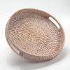 imageRound Rattan Serving Tray Decorative Woven Ottoman Trays with Handles for Coffee Table Natural Small 118 inch x 24 inchWhitewash
