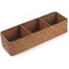 imageSeagrass Storage Basket with Lid Rectangular Small Woven Shelf Baskets with Sections for Organize Snack Toys WhitewashNatural 3 Sections without Lid