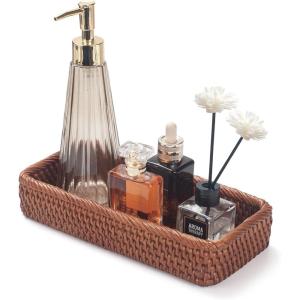 imageRattan Bathroom Vanity Trays Toilet Tank Baskets Long Narrow Hand Towel Storage Basket for Storage Decorative Honey Brown 102 x 49 x 18 inchHoney Brown