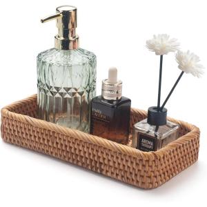 imageRattan Bathroom Vanity Trays Toilet Tank Baskets Long Narrow Hand Towel Storage Basket for Storage Decorative Honey Brown 102 x 49 x 18 inchNatural