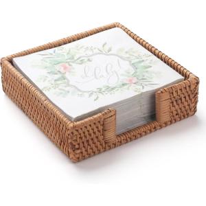 imageRattan Napkin Holder Rectangle Woven Flat Napkin Basket Tray For Tables 95quot x 55quot x 2quot RectangleSquare