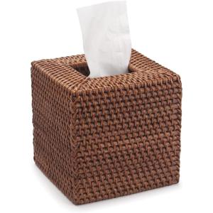 imageRattan Tissue Box Cover Natural Woven Facial Napkin Holder Square Honey Brown 55x55x59 InchHoney Brown