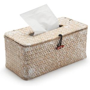 imageSeagrass Tissue Box Cover Rectangular Woven Napkin Holder Decorative for Bathroom Farmhouse Natural 10 x 55 x 42 InchWhitewash