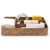 imageDECRAFTS Seagrass Storage Basket with Compartments Utensil Tray for Organization Silverware Flatware Rectangular Shelf Baskets with 4 Sections Natural
