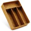 imageDECRAFTS Seagrass Storage Basket with Compartments Utensil Tray for Organization Silverware Flatware Rectangular Shelf Baskets with 4 Sections Natural